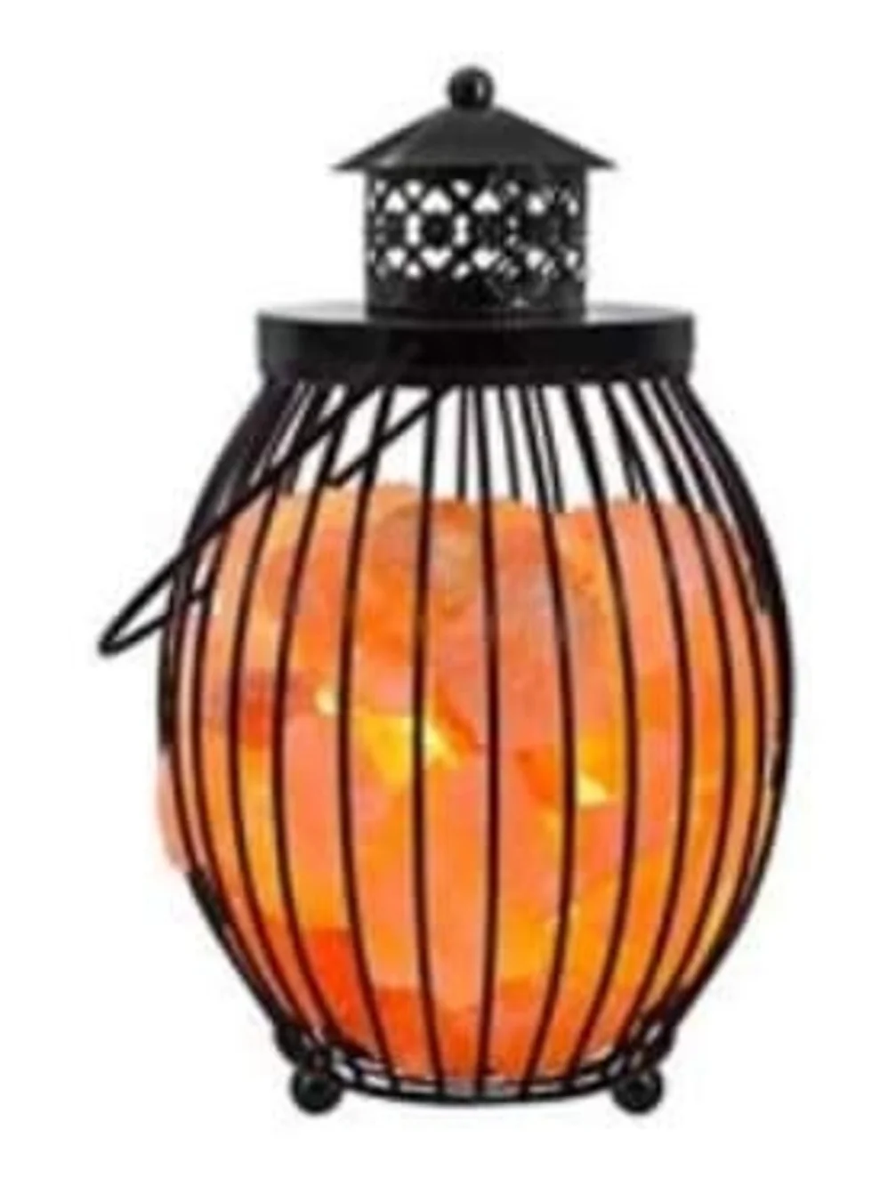 LED Himalayan Salt Lamp Lantern - Black Cage